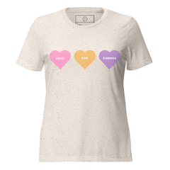 Camiseta suelta Heart de manga corta triblend para mujer
