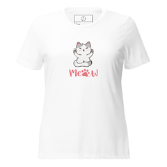 Camiseta suelta Meow de manga corta triblend para mujer en internet