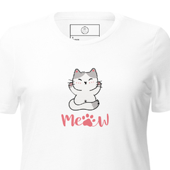 Camiseta suelta Meow de manga corta triblend para mujer - Moda Peque