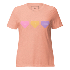 Camiseta suelta Heart de manga corta triblend para mujer - tienda en línea