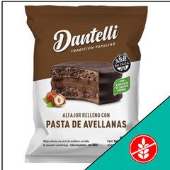 ALFAJOR DANTELLI RELLENO CON PASTA DE AVELLANAS 50 grs.