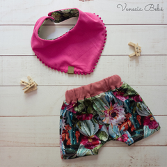 Short y Bandana Flores Rosa Viejo - Venecia Bebé
