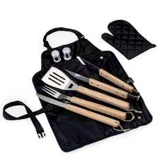 Kit Churrasco 8 Peças Com Avental.