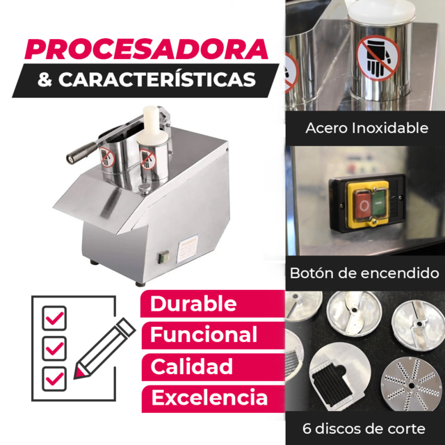 PROCESADORA DE ALIMENTOS INOX 7DISCOS