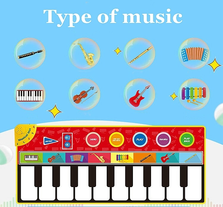 24 teclas de música piano teclado jogar esteira com 4 modos de