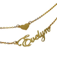Collar doble corazón y nombre