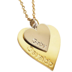 Collar corazón doble grabado