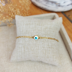 Pulsera ojito blanco con turqueza