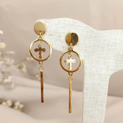 Aretes aro y cruz