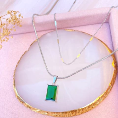 Collar doble piedra esmeralda - comprar en línea