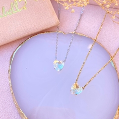 Collar corazón cristal blanco