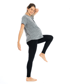 CALZA FIT NEGRA jersey algodón lycra - ESPACIO MAMA