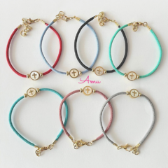 Pulsera cruz con madre perla (10pz) - tienda en línea