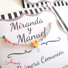 Pulsera Cuentitas con Medallas baño oro (10pz) - AMU Regalos