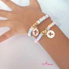 Pulsera Confeti Medalla Esmaltada (10pz) - AMU Regalos