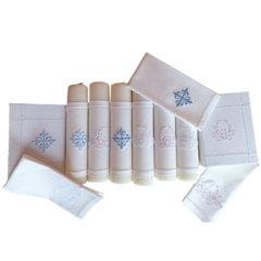 Kit Bautizo: vela, paño y concha. - AMU Regalos