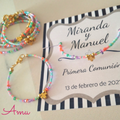 Pulsera Cuentitas con Medallas baño oro (10pz)