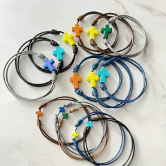 Pulsera Cruz Metal esmaltado (10pz) - AMU Regalos