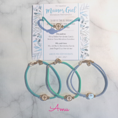 Pulsera cruz con madre perla (10pz) - AMU Regalos