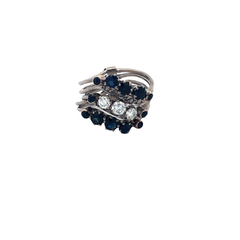 English Ring 5 in 1 Platinum 950 Sapphires and Diamonds