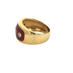 18K Gold Ring with Diamonds and Enamel - buy online