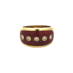 Anillo de Oro 18 Kilates Brillantes y Esmalte