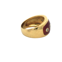 Anillo de Oro 18 Kilates Brillantes y Esmalte - Joyería Alvear