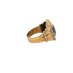 18 Kt Gold Ring Topaz and Diamonds - Joyería Alvear