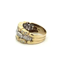Anillo moderno oro 18 kt combinado y zafiros - Joyería Alvear