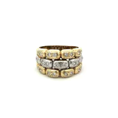 Anillo moderno oro 18 kt combinado y zafiros