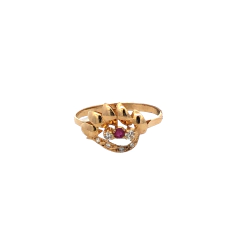 Anillo Oro 18 Kilates Rubí y Zafiros Blancos