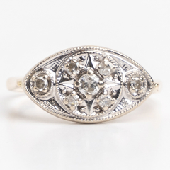 Anillo Art Deco Oro 18 Kt Platino 950 Y Brillantes