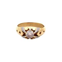 Anillo Solitario Hombre. Oro 18kt. Platino 950 Y Brillantes