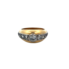 Man Ring Gold 18kt Platinum And Diamonds 1.92 Ct European