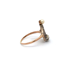 Anillo Art Nouveau Oro 18kt Perla Brillantes - comprar online