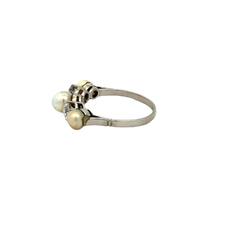 Anillo Platino Cintillo Perlas y Brillantes - comprar online