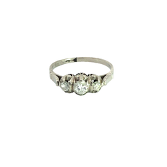 Anillo Tricillo De Platino 950 Y Brillantes