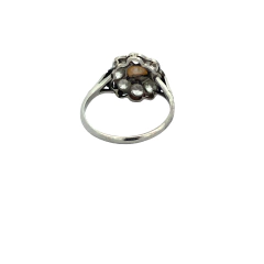 18 Kt Gold Rosette Ring Brilliant Pearl on internet