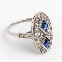 Art Deco Platinum 950 Brilliant Sapphire Ring - buy online