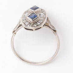 Art Deco Platinum 950 Brilliant Sapphire Ring on internet