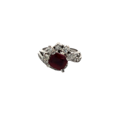 Natural Ruby Platinum Ring and European Diamonds