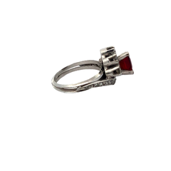 Natural Ruby Platinum Ring and European Diamonds - Joyería Alvear