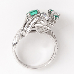 Anillo Platino 950 Esmeraldas Colombianas Brillantes - comprar online