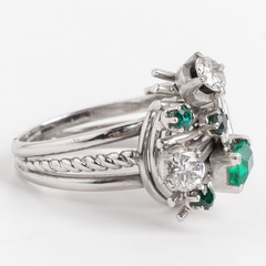 Anillo Platino 950 Esmeraldas Colombianas Brillantes - Joyería Alvear