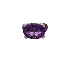 18 Kt Gold Ring Brilliant Amethysts