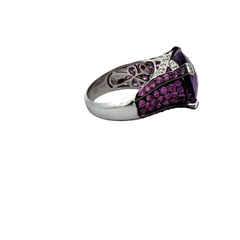 Anillo Oro 18 Kt Amatistas Brillantes - Joyería Alvear