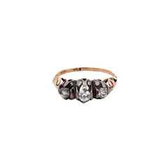 Anillo Tresillo Oro 18 Kt Platino Y Brillantes