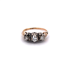 Unique art deco ring 18 kt gold platinum 950 rubies and diamonds