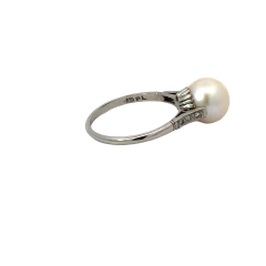 950 platinum ring with natural cultured pearl and diamonds on internet