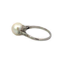 Anillo Platino 950 Perla Natural De Cultivo Y Brillantes - Joyería Alvear